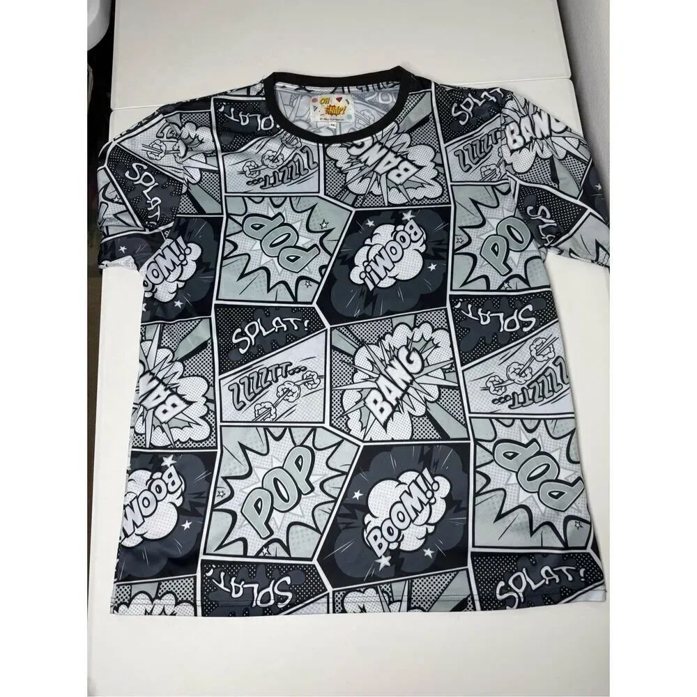 Comic T-Shirt  Oh Snap, By Drill Clothing Men's Size 3X Monochrome Retro 60s